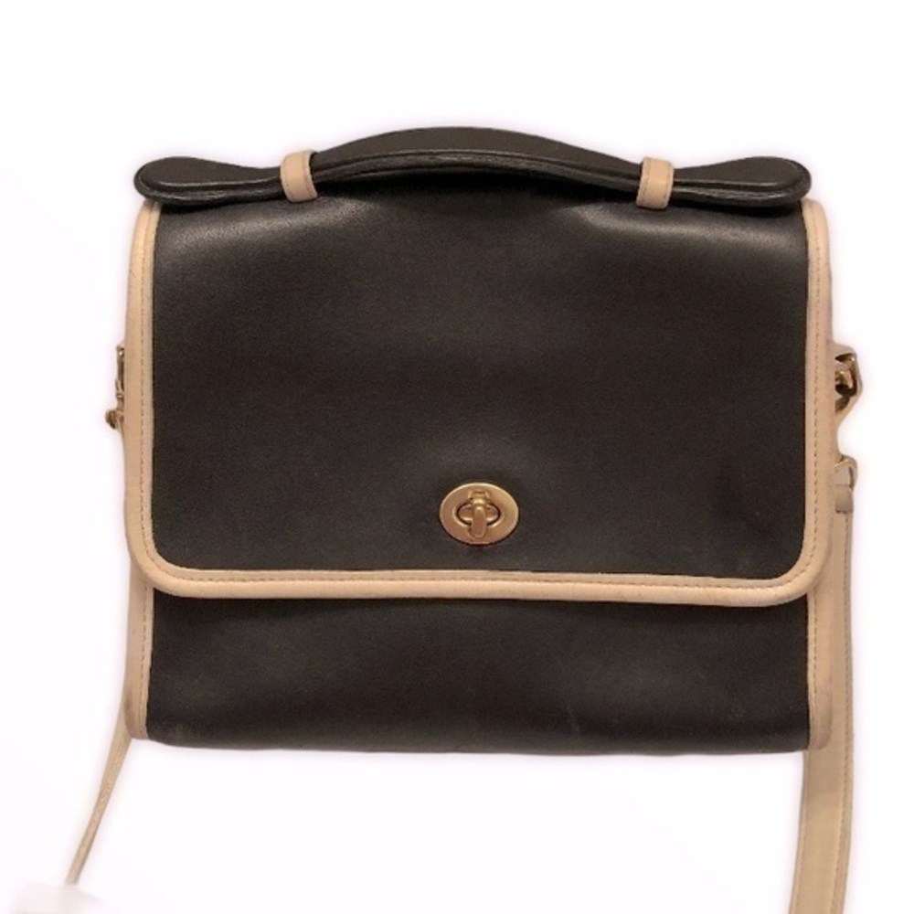Coach vintage two tone navy and white leather court spectator bag 6870 RARE
